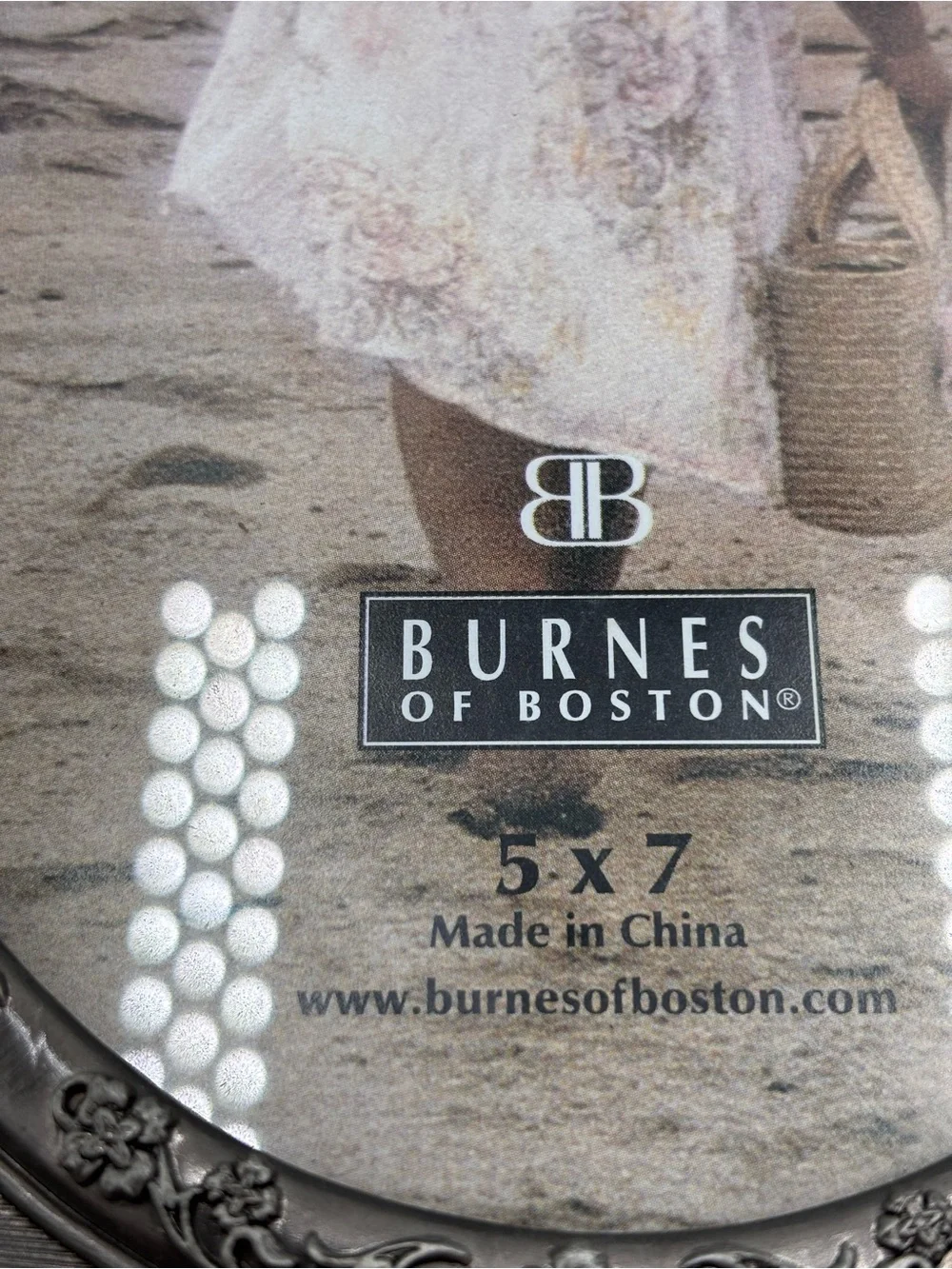 Vintage Burnes Of Boston “Bella Oval” 5 X 7 Pewter Picture Frame Floral Filigree